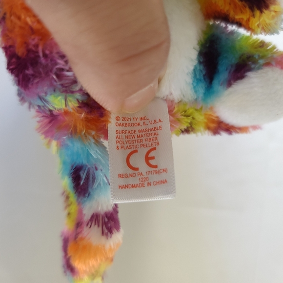 TY BEANIE BOOS GISELLE 9" RAINBOW UNICORN LEOPARD CAT PLUSH STUFFED ANIMAL - Picture 9 of 9